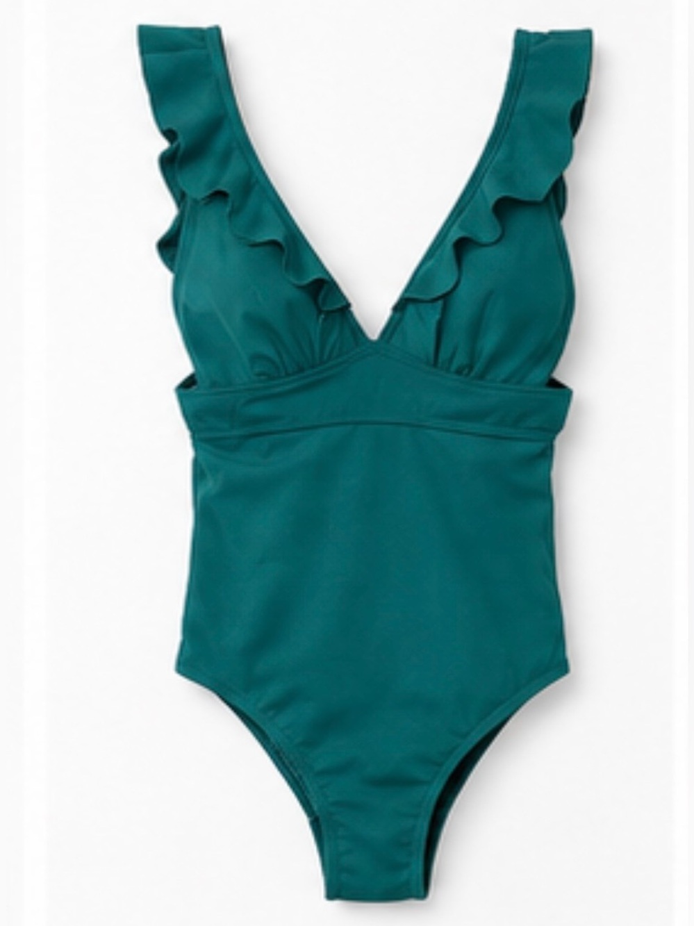 Women’s Pink Lily Teal Ruffle One-Piece Swimsuit